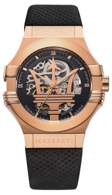 Shop Authentic Maserati Potenza Limited Edition Automatic Skeleton Black Dial Black Leather Strap Watch For Men - R8821108025 - Luxxuri