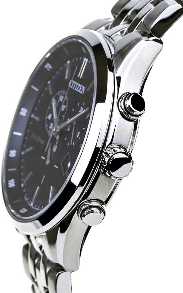  Shop Authentic Citizen Eco Drive Chronograph Black Dial Silver Steel Strap Watch For Men - AT2140-55E - Luxxuri