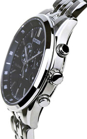  Shop Authentic Citizen Eco Drive Chronograph Black Dial Silver Steel Strap Watch For Men - AT2140-55E - Luxxuri