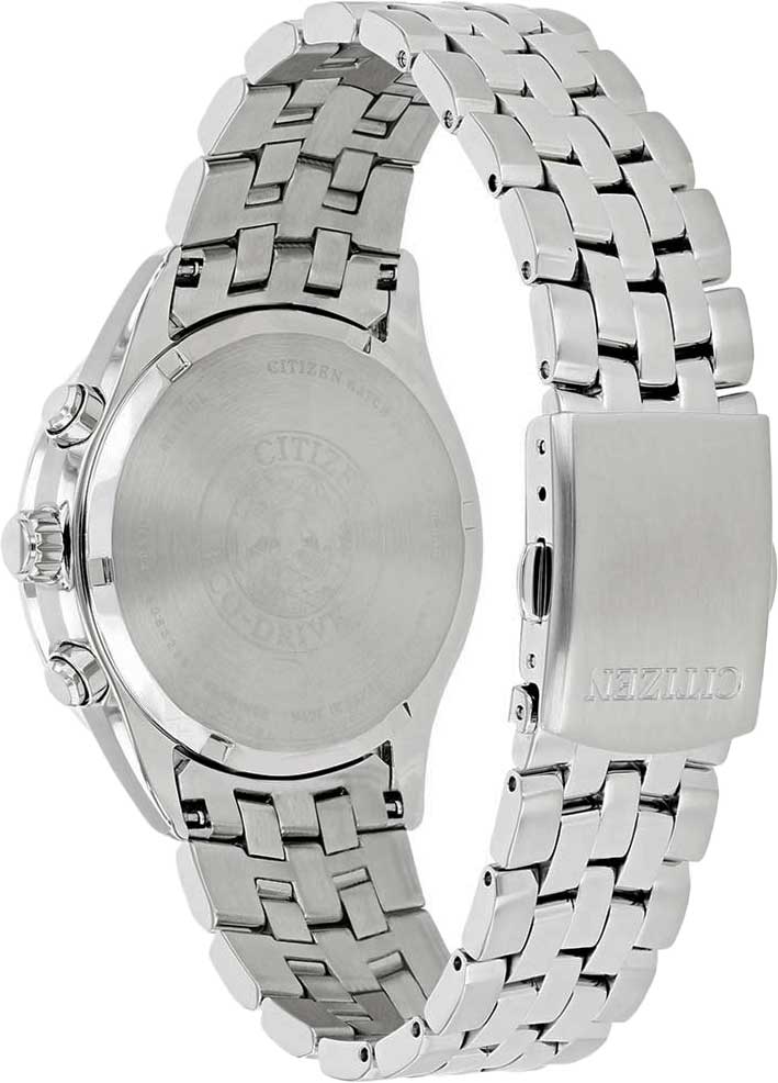  Shop Authentic Citizen Eco Drive Chronograph Black Dial Silver Steel Strap Watch For Men - AT2140-55E - Luxxuri