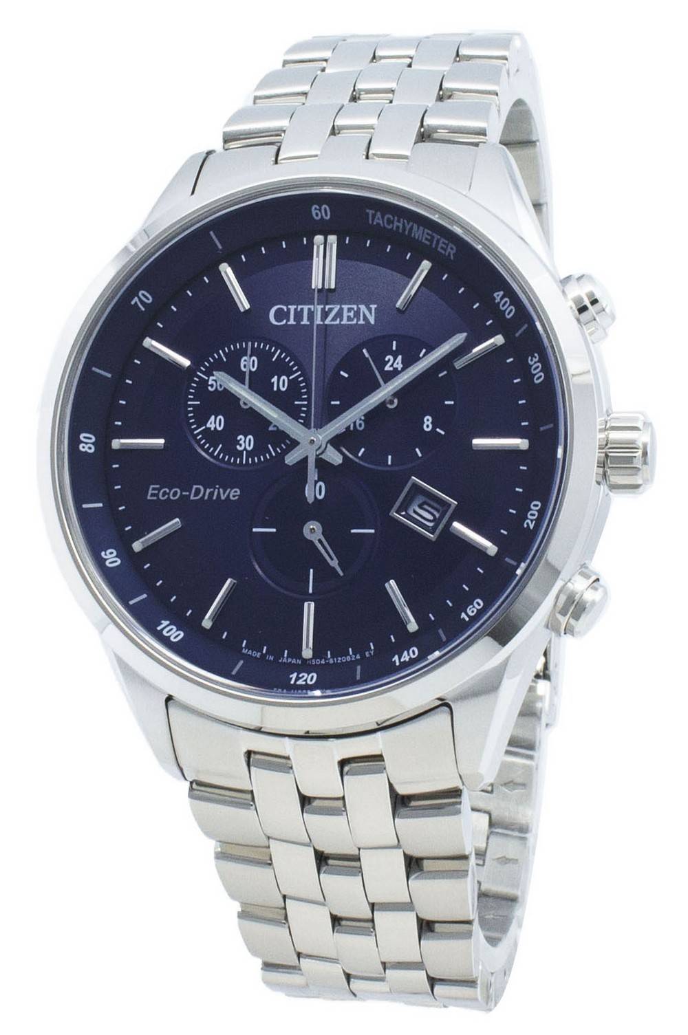  Shop Authentic Citizen Eco Drive Chronograph Blue Dial Silver Steel Strap Watch For Men - AT2140-55L - Luxxuri