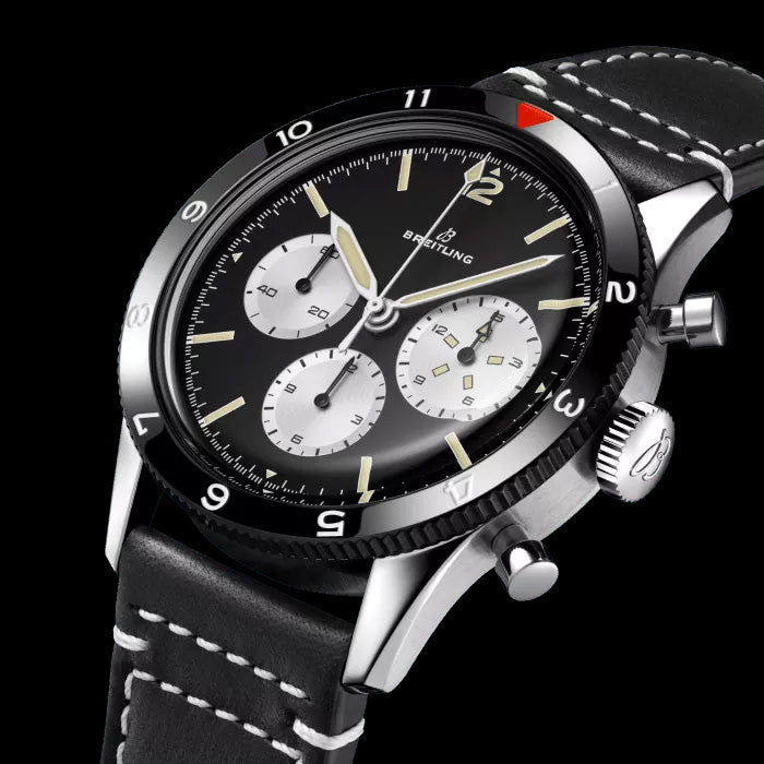  Shop Authentic Breitling Avi Ref. 765 1964 Re Edition Black Dial Black Leather Strap Watch for Men - AB09451A1B1X1 - Luxxuri