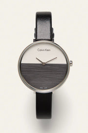  Shop Authentic Calvin Klein Rise White Grey Dial Black Leather Strap Watch for Women - K7A231C3 - Luxxuri
