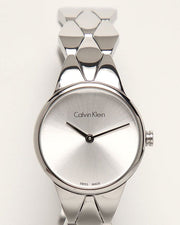  Shop Authentic Calvin Klein Snake Silver Dial Silver Steel Strap Watch For Women - K6E23146 - Luxxuri