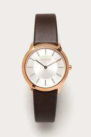  Shop Authentic Calvin Klein Minimal White Dial Brown Leather Strap Watch for Women - K3M226G6 - Luxxuri