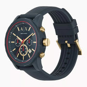  Shop Authentic Armani Exchange Outerbanks Chronograph Blue Dial Blue Silicone Strap Watch For Men - AX1335 - Luxxuri