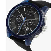  Shop Authentic Armani Exchange Outerbanks Chronograph Black Dial Black Silicone Strap Watch For Men - AX1339 - Luxxuri