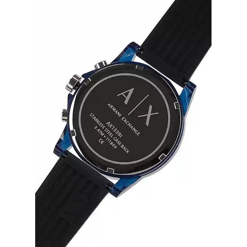  Shop Authentic Armani Exchange Outerbanks Chronograph Black Dial Black Silicone Strap Watch For Men - AX1339 - Luxxuri