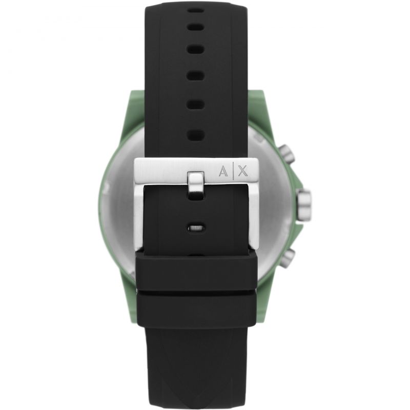  Shop Authentic Armani Exchange Outerbanks Chronograph Black Dial Black Silicone Strap Watch For Men - AX1348 - Luxxuri