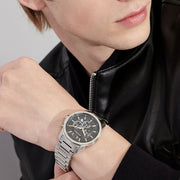  Shop Authentic Armani Exchange Banks Chronograph Black Dial Silver Steel Strap Watch For Men - AX1720 - Luxxuri