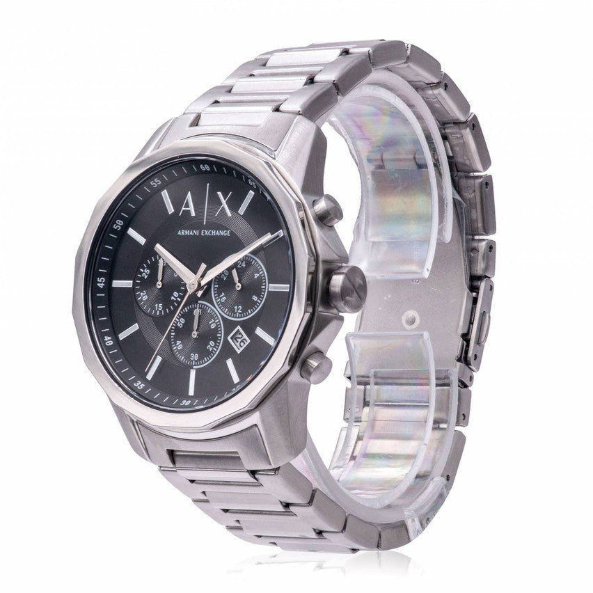  Shop Authentic Armani Exchange Banks Chronograph Black Dial Silver Steel Strap Watch For Men - AX1720 - Luxxuri