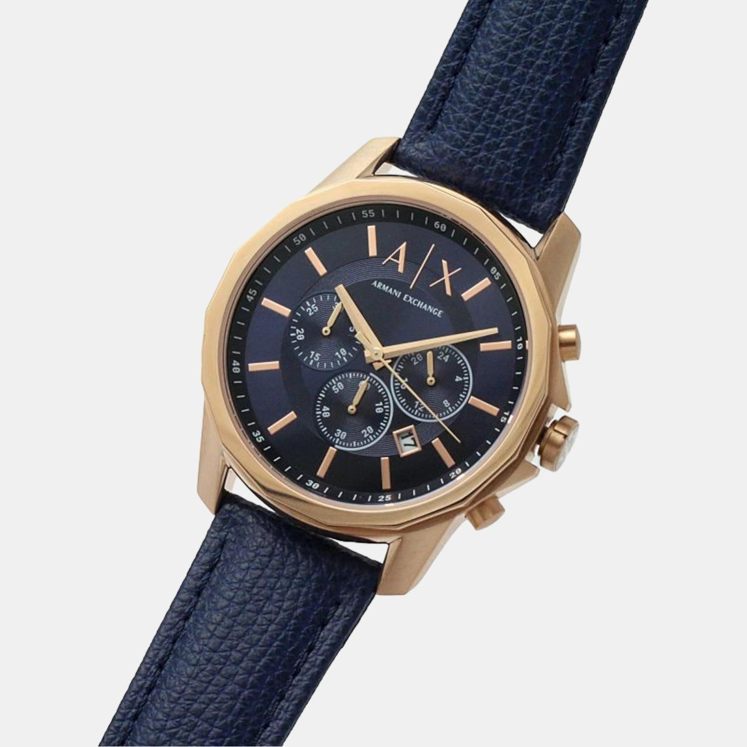  Shop Authentic Armani Exchange Banks Chronograph Blue Dial Blue Leather Strap Watch For Men - AX1723 - Luxxuri