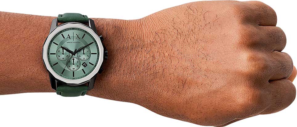  Shop Authentic Armani Exchange Banks Chronograph Green Dial Green Leather Strap Watch For Men - AX1725 - Luxxuri
