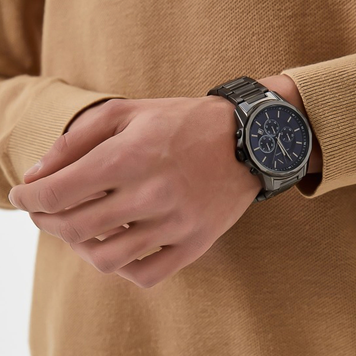  Shop Authentic Armani Exchange Banks Chronograph Blue Dial Grey Steel Strap Watch For Men - AX1731 - Luxxuri
