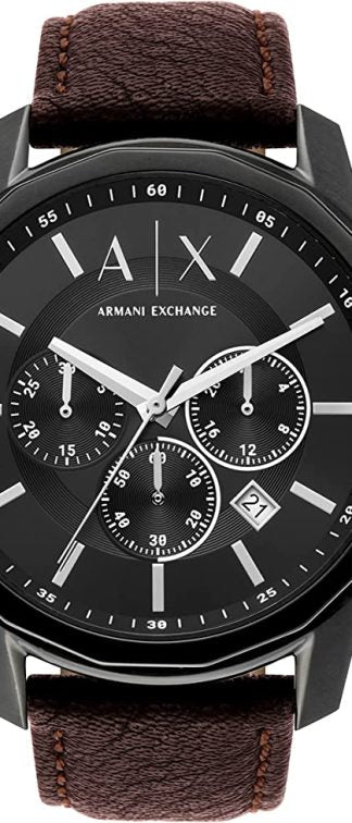  Shop Authentic Armani Exchange Outerbanks Chronograph Black Dial Brown Leather Strap Watch For Men - AX1732 - Luxxuri