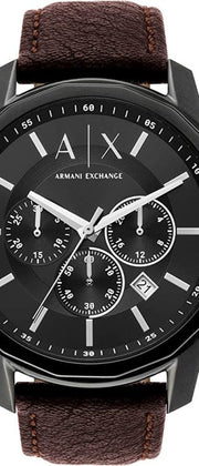  Shop Authentic Armani Exchange Outerbanks Chronograph Black Dial Brown Leather Strap Watch For Men - AX1732 - Luxxuri