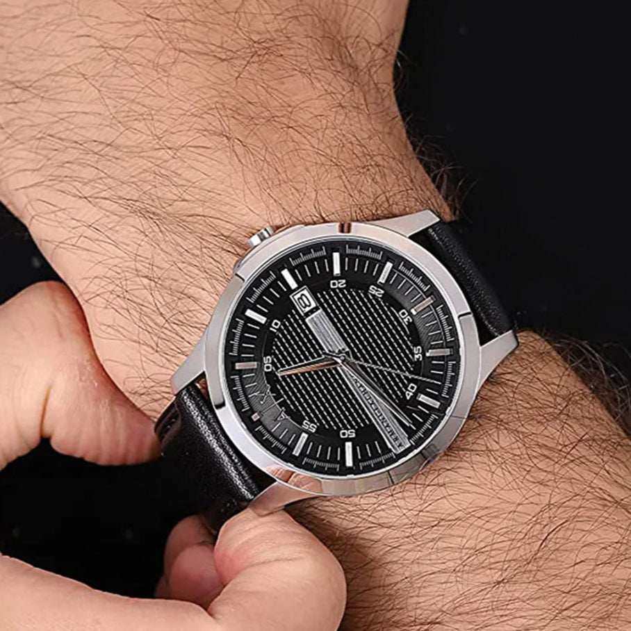  Shop Authentic Armani Exchange Hampton Chronograph Black Dial Black Leather Strap Watch For Men - AX2101 - Luxxuri