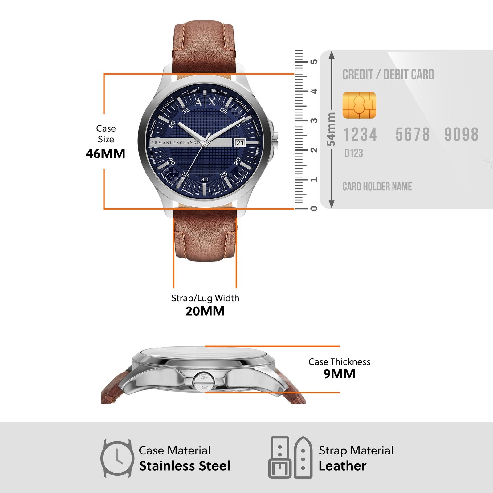  Shop Authentic Armani Exchange Hampton Chronograph Blue Dial Brown Leather Strap Watch For Men - AX2133 - Luxxuri
