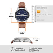  Shop Authentic Armani Exchange Hampton Chronograph Blue Dial Brown Leather Strap Watch For Men - AX2133 - Luxxuri