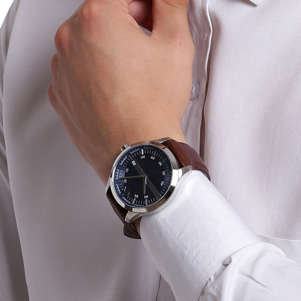  Shop Authentic Armani Exchange Hampton Chronograph Blue Dial Brown Leather Strap Watch For Men - AX2133 - Luxxuri