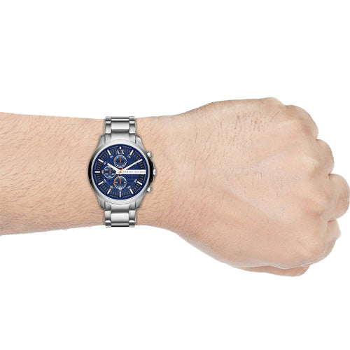  Shop Authentic Armani Exchange Hampton Chronograph Blue Dial Silver Steel Strap Watch For Men - AX2155 - Luxxuri