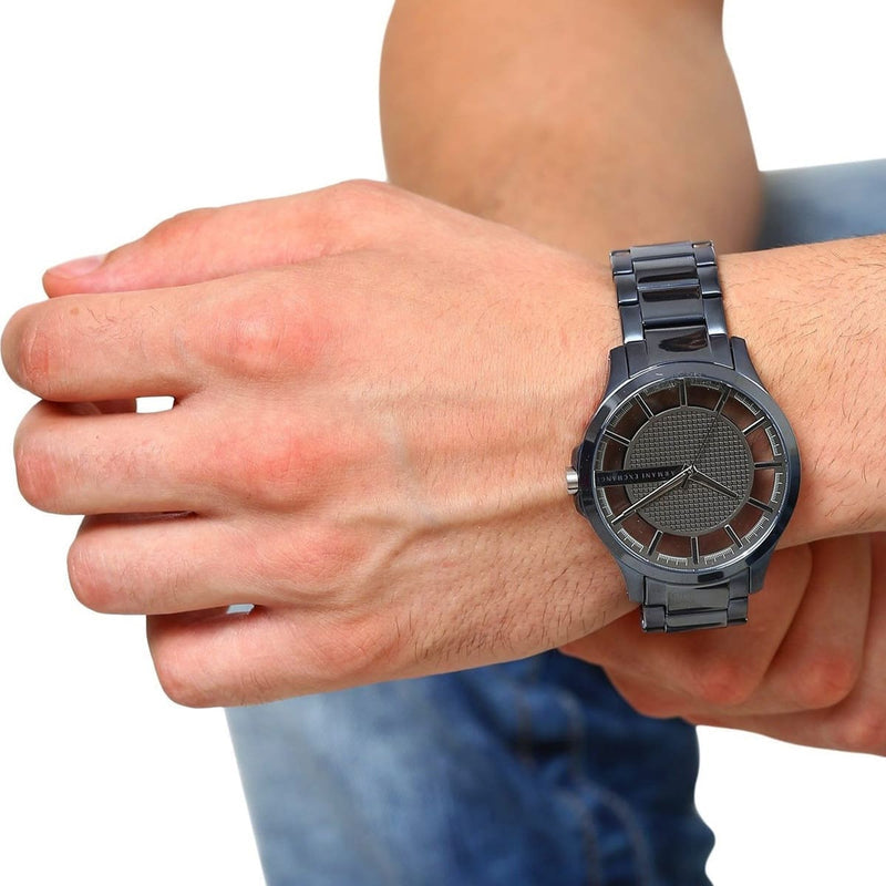  Shop Authentic Armani Exchange Hampton Skeleton Grey Dial Blue Steel Strap Watch For Men - AX2401 - Luxxuri