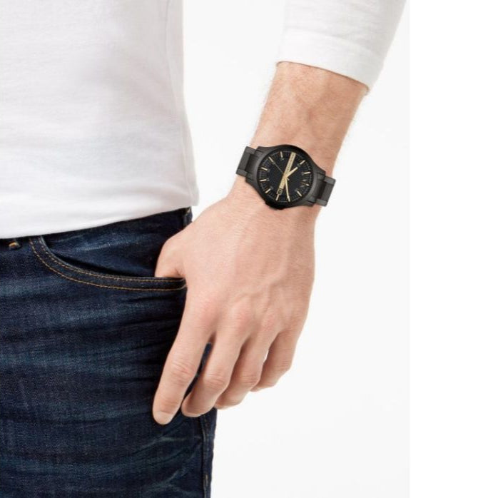  Shop Authentic Armani Exchange Hampton Chronograph Black Dial Black Steel Strap Watch For Men - AX2413 - Luxxuri
