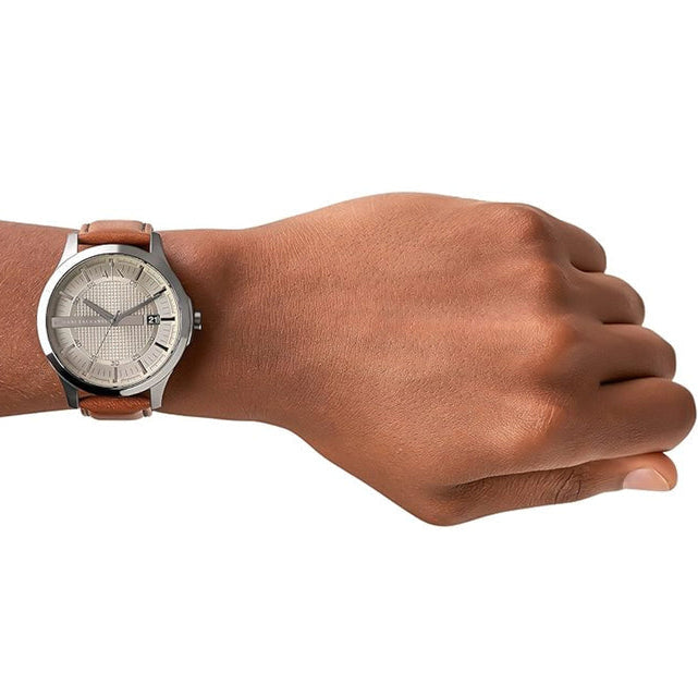  Shop Authentic Armani Exchange Hampton Chronograph Grey Dial Brown Leather Strap Watch For Men - AX2414 - Luxxuri