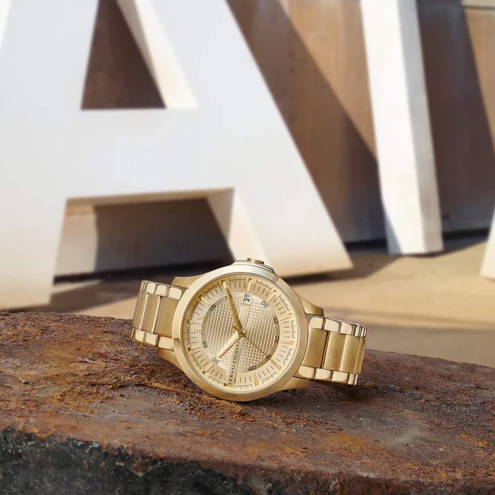  Shop Authentic Armani Exchange Hampton Chronograph Gold Dial Gold Steel Strap Watch For Men - AX2415 - Luxxuri