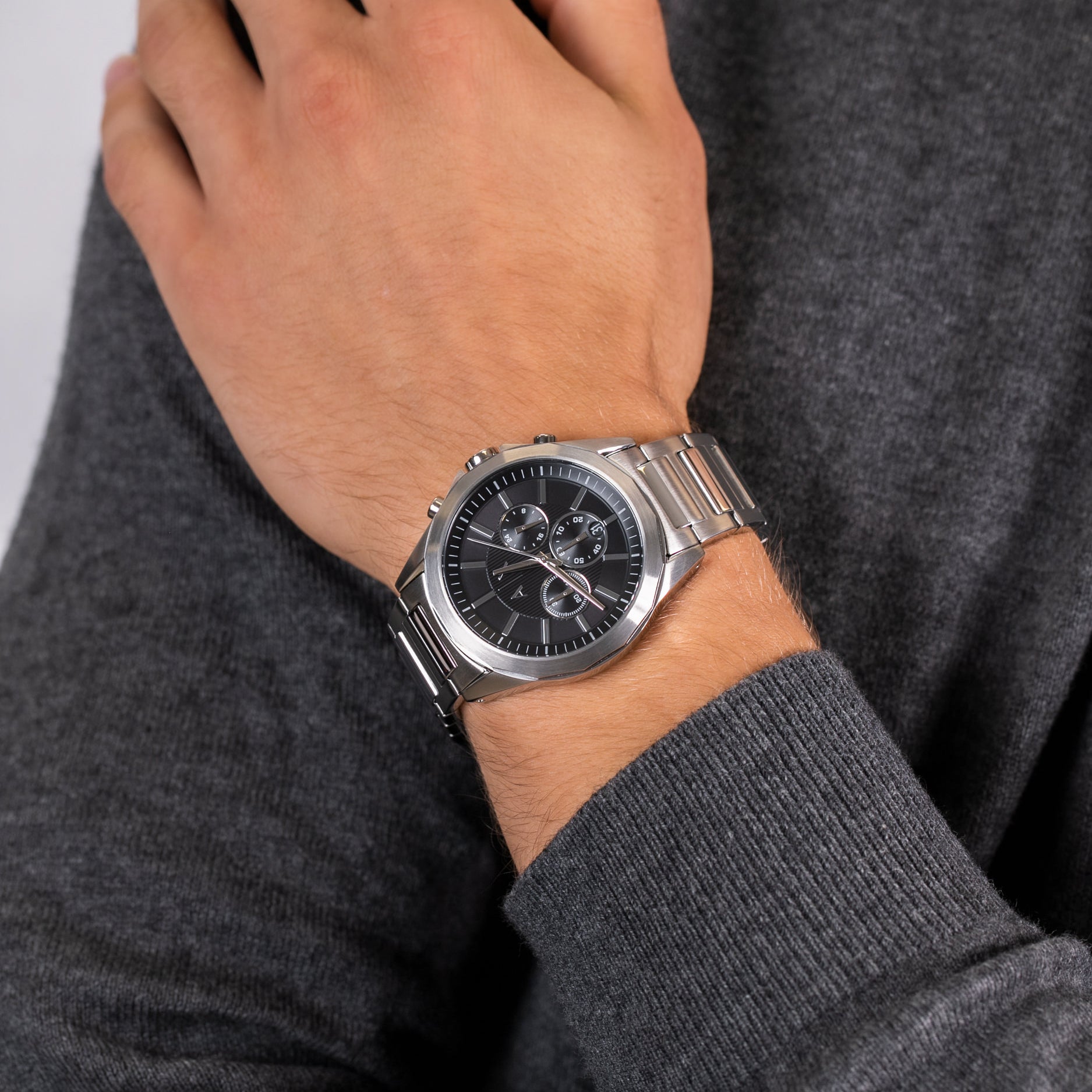  Shop Authentic Armani Exchange Drexler Chronograph Black Dial Silver Steel Strap Watch for Men - AX2600 - Luxxuri