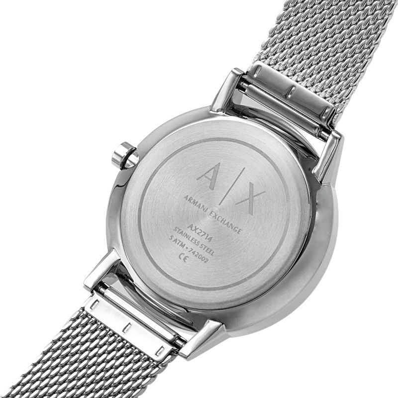  Shop Authentic Armani Exchange Cayde Chronograph Black Dial Silver Mesh Strap Watch For Men - AX2714 - Luxxuri