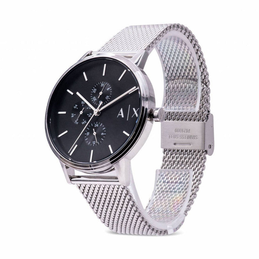  Shop Authentic Armani Exchange Cayde Chronograph Black Dial Silver Mesh Strap Watch For Men - AX2714 - Luxxuri