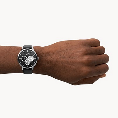  Shop Authentic Armani Exchange Cayde Chronograph Black Dial Black Leather Strap Watch for Men - AX2745 - Luxxuri