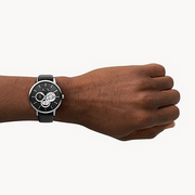  Shop Authentic Armani Exchange Cayde Chronograph Black Dial Black Leather Strap Watch for Men - AX2745 - Luxxuri