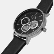  Shop Authentic Armani Exchange Cayde Chronograph Black Dial Black Leather Strap Watch for Men - AX2745 - Luxxuri