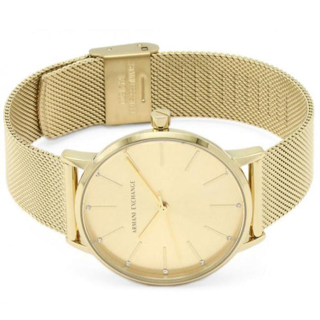  Shop Authentic Armani Exchange Lola Analog Gold Dial Gold Mesh Strap Watch For Women - AX5536 - Luxxuri