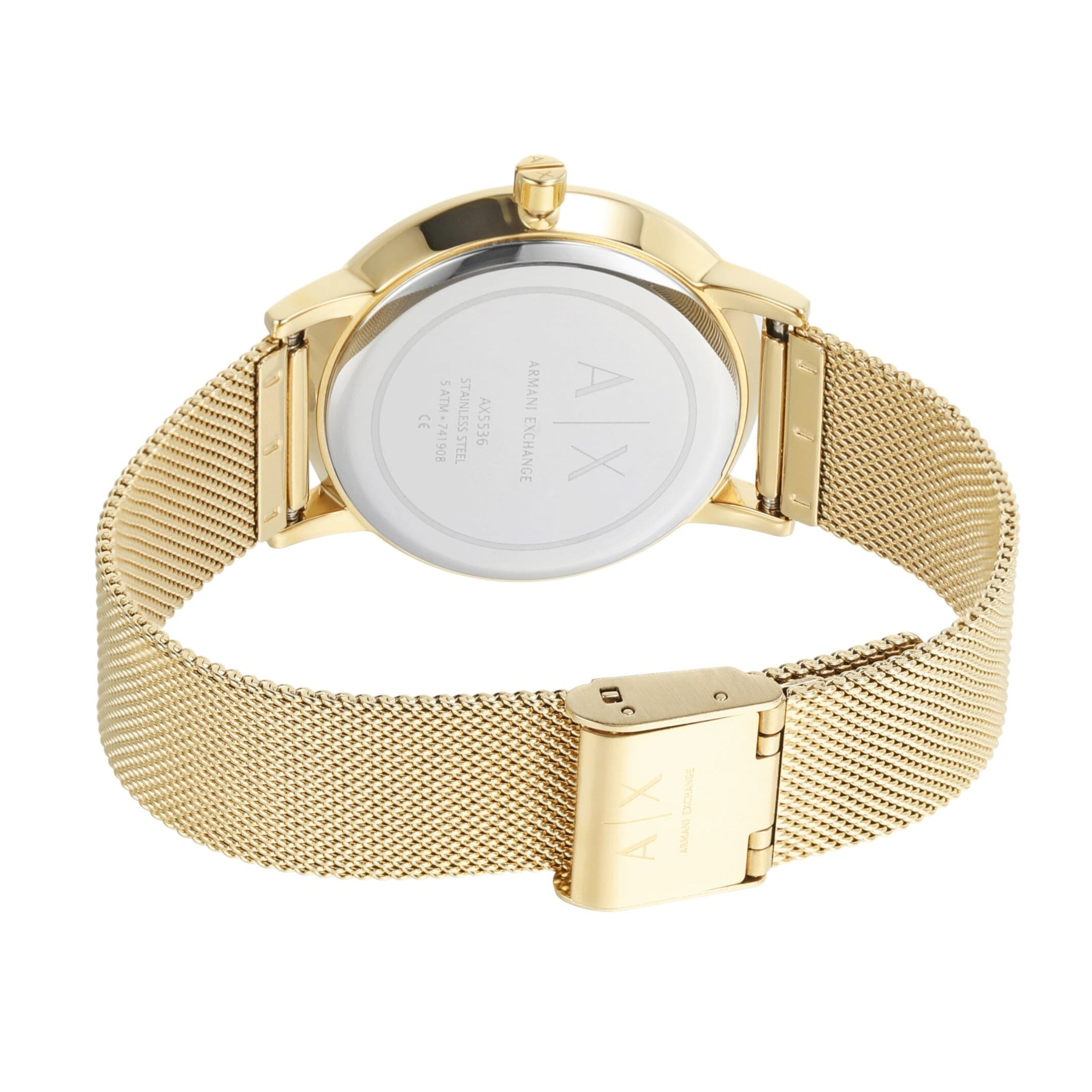  Shop Authentic Armani Exchange Lola Analog Gold Dial Gold Mesh Strap Watch For Women - AX5536 - Luxxuri