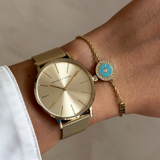  Shop Authentic Armani Exchange Lola Analog Gold Dial Gold Mesh Strap Watch For Women - AX5536 - Luxxuri