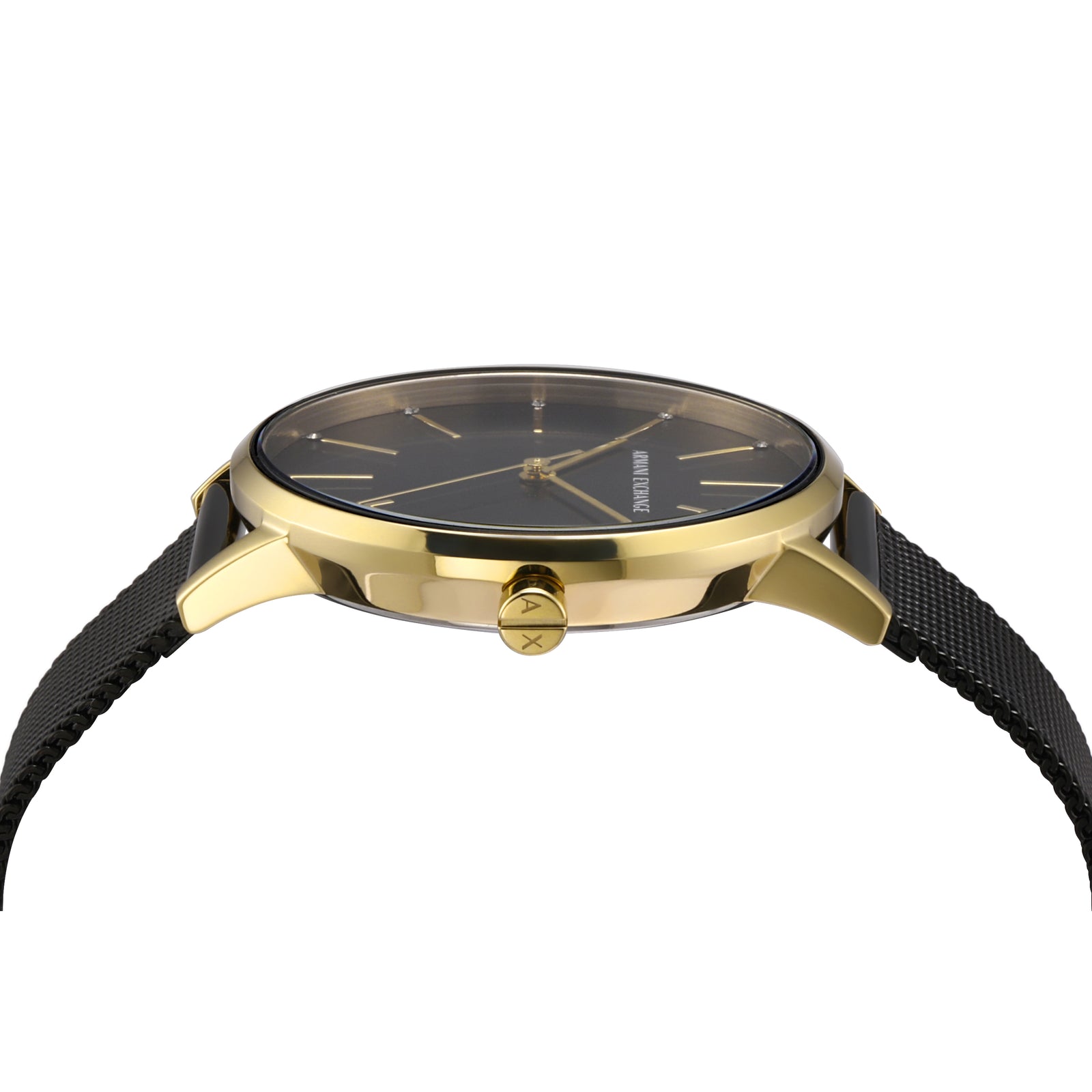  Shop Authentic Armani Exchange Lola Three Hand Black Dial Black Mesh Strap Watch For Women - AX5548 - Luxxuri