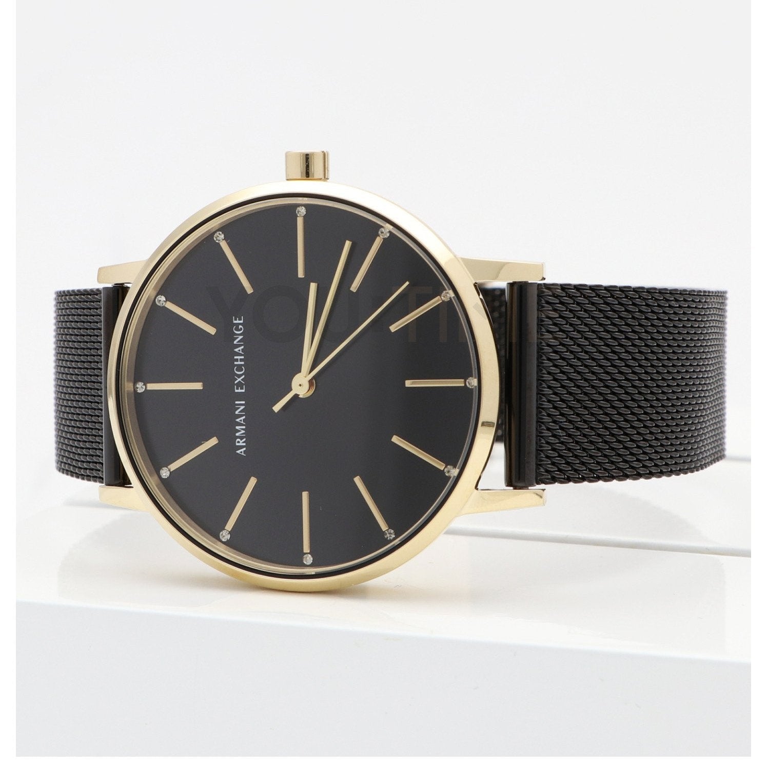  Shop Authentic Armani Exchange Lola Three Hand Black Dial Black Mesh Strap Watch For Women - AX5548 - Luxxuri