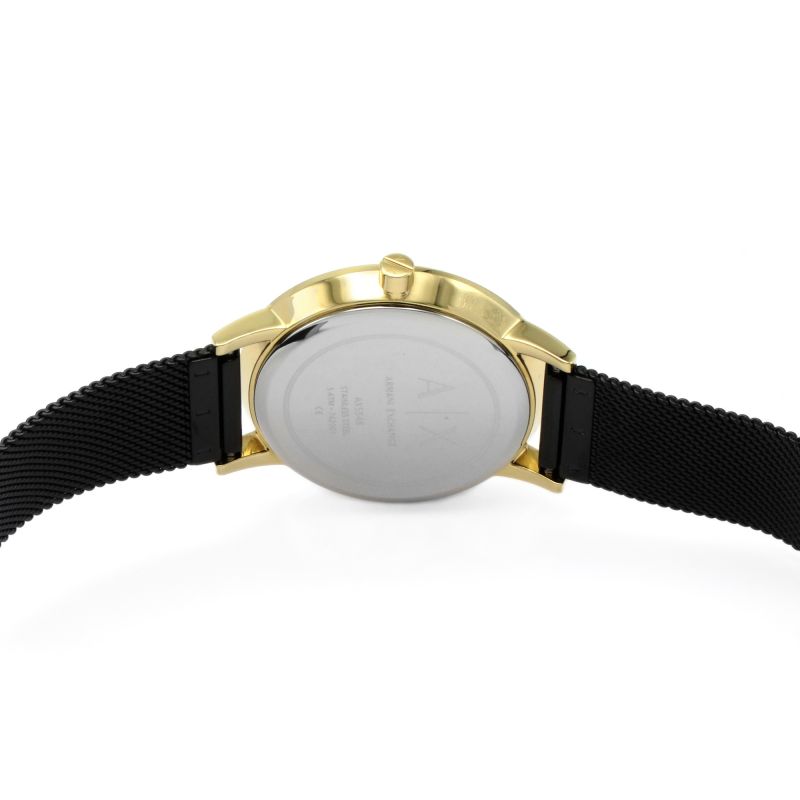  Shop Authentic Armani Exchange Lola Three Hand Black Dial Black Mesh Strap Watch For Women - AX5548 - Luxxuri
