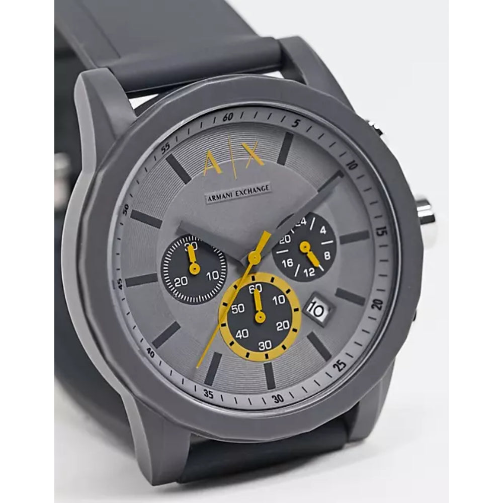  Shop Authentic Armani Exchange Outerbanks Chronograph Grey Dial Grey Silicone Strap Watch For Men - AX7123 - Luxxuri