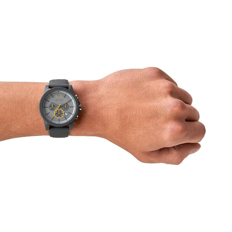  Shop Authentic Armani Exchange Outerbanks Chronograph Grey Dial Grey Silicone Strap Watch For Men - AX7123 - Luxxuri