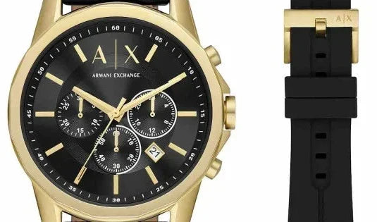  Shop Authentic Armani Exchange Outerbanks Chronograph Black Dial Black Leather Strap Watch For Men - AX7133 - Luxxuri