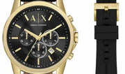  Shop Authentic Armani Exchange Outerbanks Chronograph Black Dial Black Leather Strap Watch For Men - AX7133 - Luxxuri