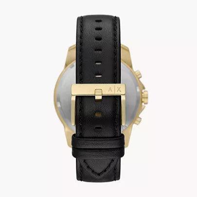  Shop Authentic Armani Exchange Outerbanks Chronograph Black Dial Black Leather Strap Watch For Men - AX7133 - Luxxuri