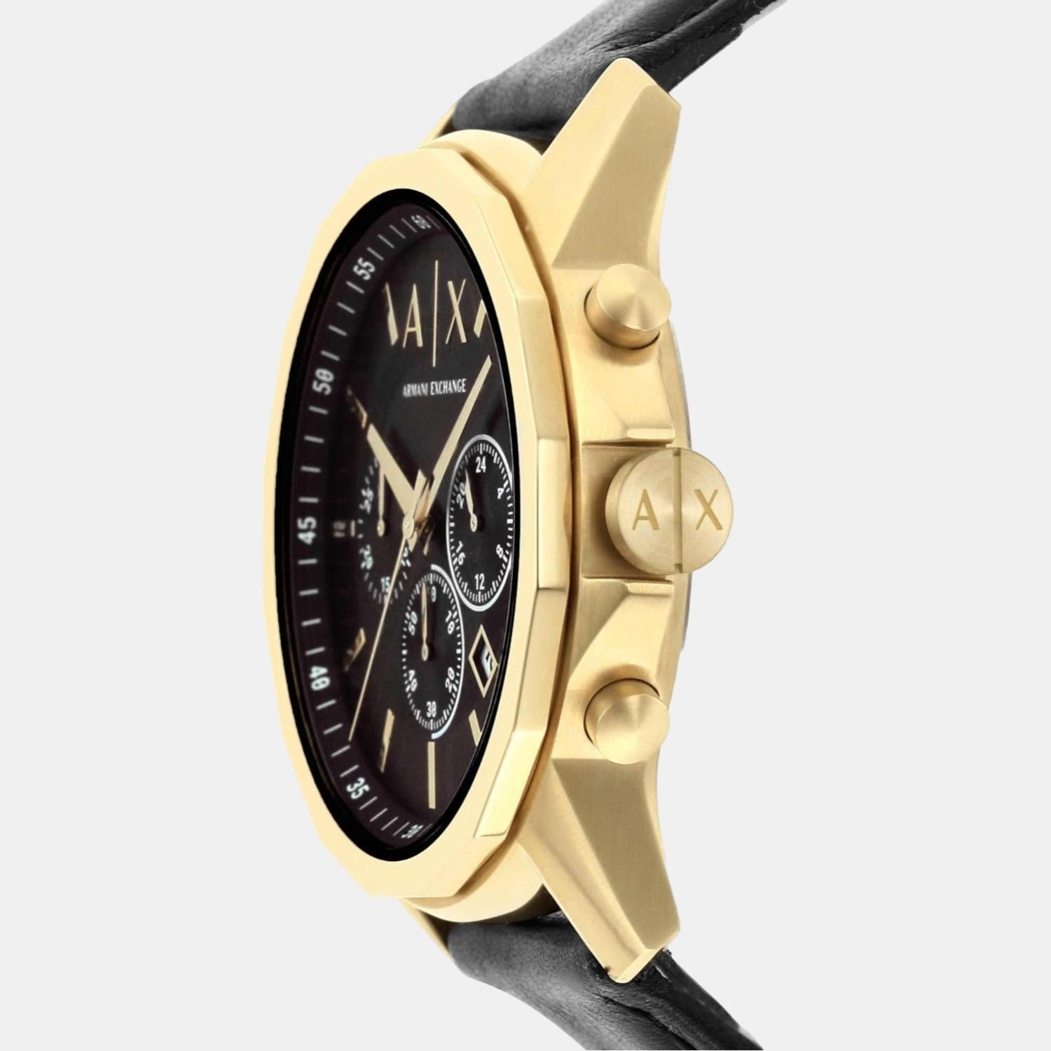  Shop Authentic Armani Exchange Outerbanks Chronograph Black Dial Black Leather Strap Watch For Men - AX7133 - Luxxuri