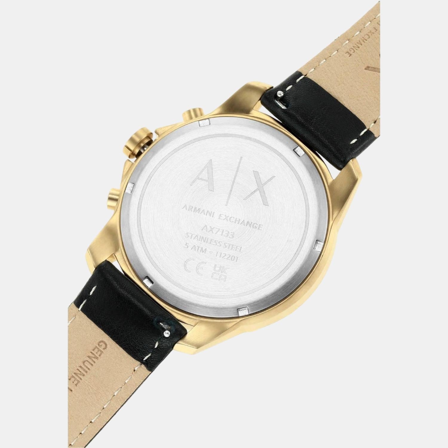  Shop Authentic Armani Exchange Outerbanks Chronograph Black Dial Black Leather Strap Watch For Men - AX7133 - Luxxuri
