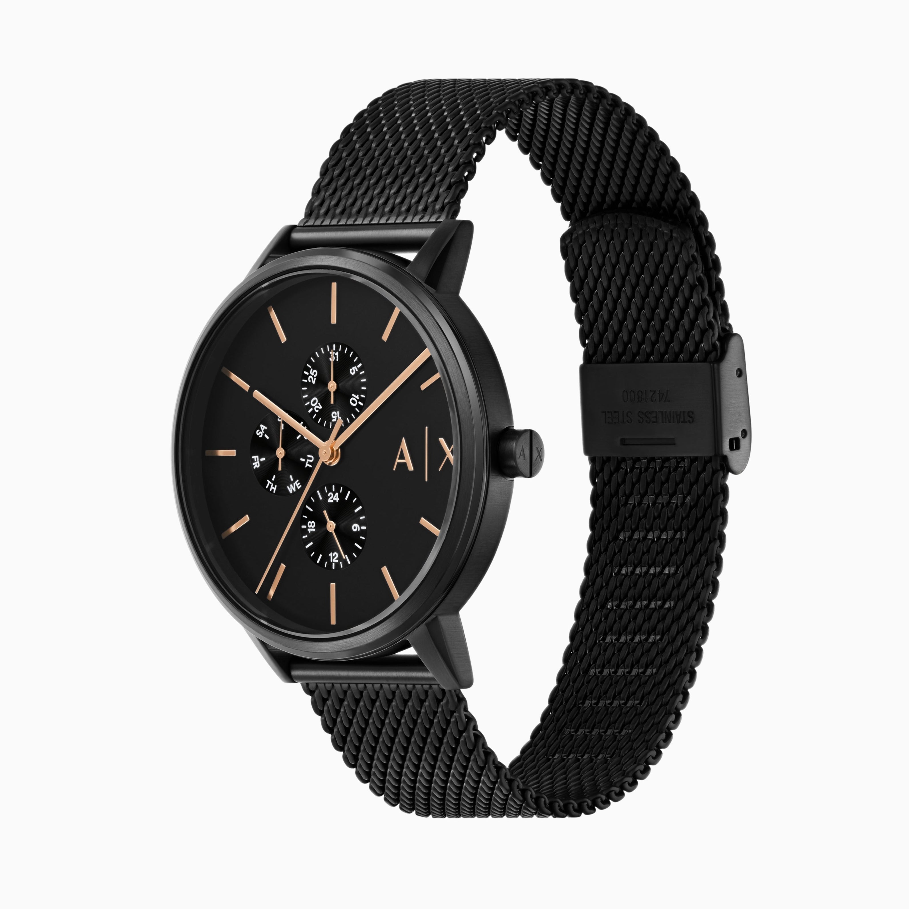  Shop Authentic Armani Exchange Cayde Chronograph Black Dial Black Mesh Strap Watch For Men - AX2716 - Luxxuri