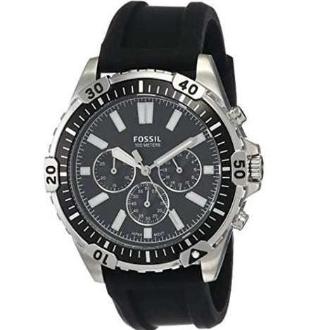  Shop Authentic Fossil Garrett Chronograph Black Dial Black Rubber Strap Watch for Men - FS5624 - Luxxuri